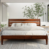 Acacia Emery Bed Frame with Headboard Solid Wood Platform Bed, King Size Bed Frame, Mid - Century Modern Wood Bed Compatible with All Mattresses, Easy Assembly, Non-Slip, Chocolate. A ACACIA FURNITURE
