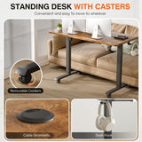 Furmax Electric Standing Desk, 47 x 24 Inches Height Adjustable Desk with Removable Casters, Home Office Computer Desk (Brown) Furmax