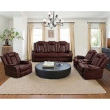 Lyngins 3+2+1 Power Sectional Reclining Sofa Set, Modern Recliner Couch, Loveseat, Chair with USB Ports/LED Lights/Storage Console/Cup Holders, PU Leather Recliner for Living Room, RV Theater, Brown Lyngins