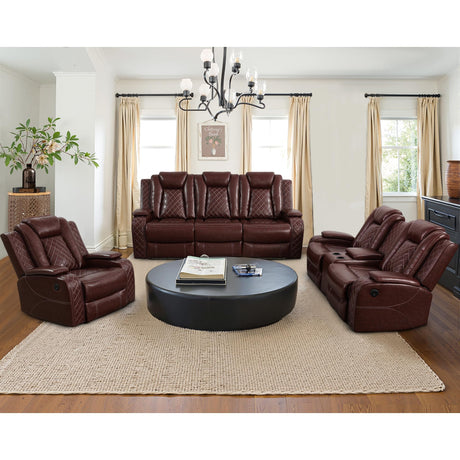 Lyngins 3+2+1 Power Sectional Reclining Sofa Set, Modern Recliner Couch, Loveseat, Chair with USB Ports/LED Lights/Storage Console/Cup Holders, PU Leather Recliner for Living Room, RV Theater, Brown Lyngins