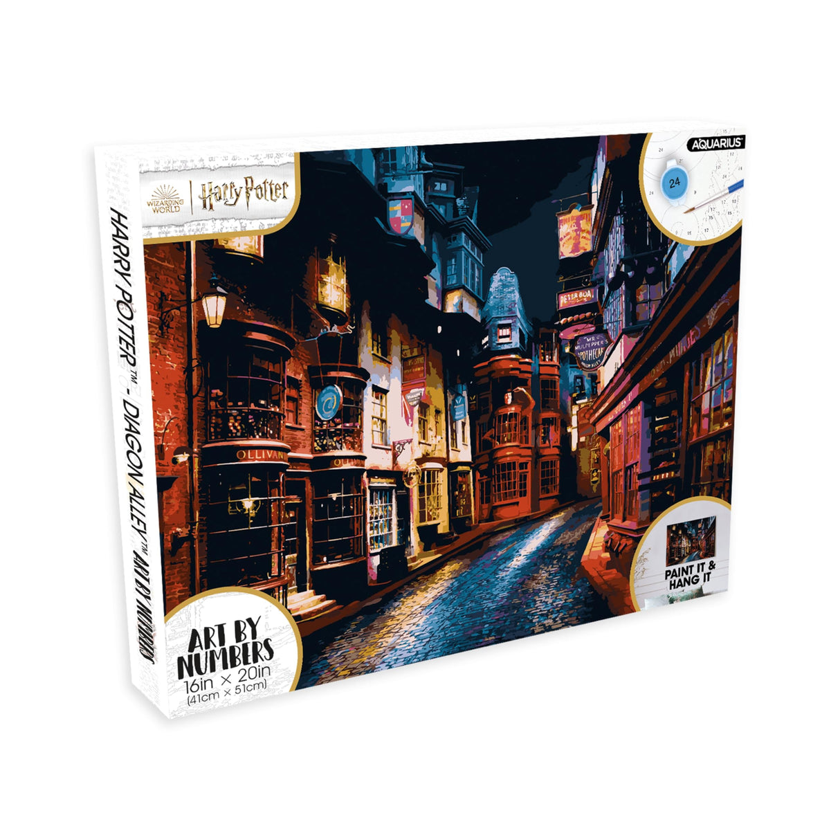 AQUARIUS Harry Potter Diagon Alley Art by Numbers - 16 x 20 inches Paint by Number for Adults & Kids - DIY Color by Number Paint Kit for Beginner - Officially Licensed AQUARIUS