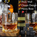 Whiskey Decanter Set for Men, Whiskey Glasses and Decanter with Cooling Stones Clear Glass Whisky Liquor Decanter Set for Whiskey Bourbon Rum Men Fathers'Gift INFTYLE