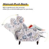 GUEAPY Mid Century Modern Wingback Recliner Chair for Adults, Push Back Upholstered Accent Chair with Floral Fabric, Manual Reclining Armchair for Living Room, Bedroom, Reading Corner (Blue Botanical) GUEAPY