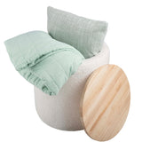 Lavish Home Storage Ottoman - Teddy Fabric Upholstered Ottoman with Wood Top for Living Room, Dorm, or Apartment - Ottomans with Storage (Cream) Lavish Home