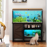YITAHOME 55-75 Gallon aquarium stand with Power Outlets, Heavy Duty Metal Fish Tank Stand, Cabinet for Fish Tank Accessories Storage suitable for Fish Tank, Turtle Tank, 880LBS Capacity, Brown YITAHOME