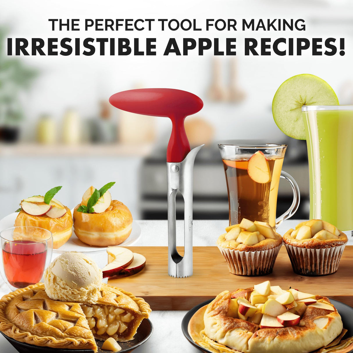 Zulay Kitchen Premium Apple Corer Tool - Ultra Sharp, Stainless Steel, Serrated Blades for Easy Coring - Easy to Use & Clean, Durable Apple Corer Remover for Baking Apples & More - Red Zulay Kitchen