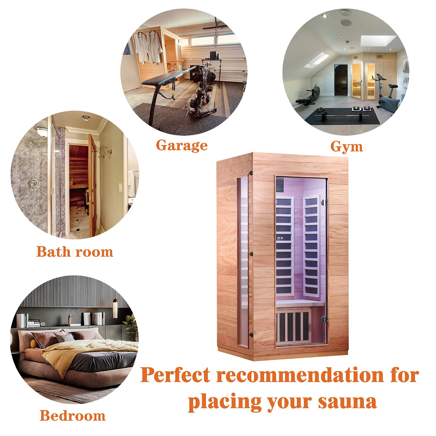 Royal Saunas Hongyuan Single Person Indoor Bluetooth Low EMF Far Infrared in Okoume & Hemlock Wood(WF9101)