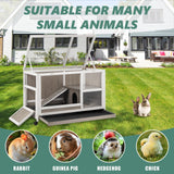 Gowoodhut Indoor Rabbit Hutch - 36''L Outdoor Wooden Bunny Hutch with Wheels Rabbit Cage Guinea Pig Cages Removable Pull Out Tray, Ramp, Hideout, Small Animals Pet House Hamster Ferret for Bunny Cage Gowoodhut