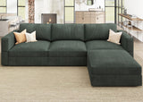 HONBAY Modular Sectional Couch with Storage Corduroy L Shaped Sectional Couches for Living Room,Green HONBAY