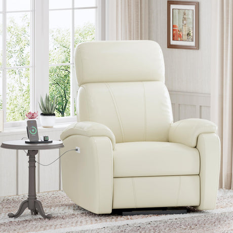 FLEXISPOT X3 Power Recliner Chair, Adjustable Electric Recliner with USB Port, Thick Cushion & Padded Back, Comfortable Faux Leather Chair for Adults, Living Room, Nursery, Home Theater (White) FLEXISPOT
