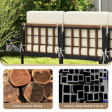 Tangkula 6 Pieces Acacia Wood Patio Furniture Set, Patiojoy Outdoor Sectional Conversation Sofa Set with Cushions, Coffee Table and Ottomans, Patio Seating Sofas for Garden, Poolside, Backyard (Beige) Tangkula