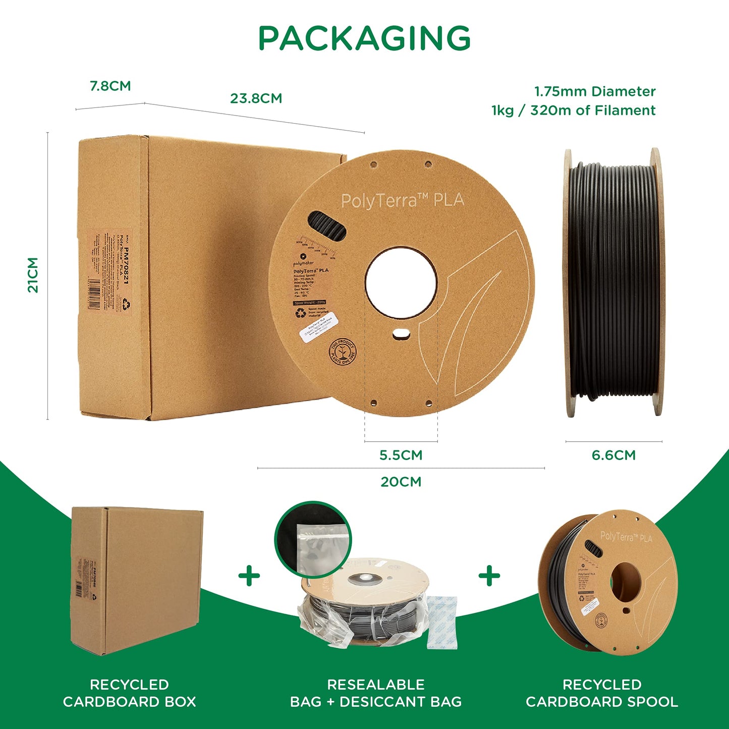 Polymaker Matte PLA Filament 1.75mm Wood Brown, 1.75 PLA 3D Printer Filament 1kg - PolyTerra 1.75 PLA Filament Matte Wood Brown 3D Printing Filament - WoodArtSupply