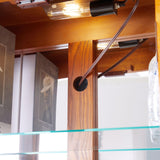 Eyisean Lighted Glass Display Cabinet, 71" Curio Cabinet with Adjustable Glass Shelves Vintage, Light Bulb Included, Curio Storage Cabinet with 6 Shelves for Living Room (Oak) Eyisean