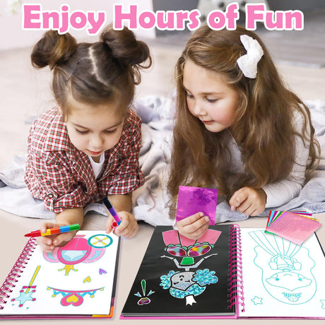 FUNNYB&G Foil Art Craft Activity for Kids - Gift for Girls Crafts for Kids Fun Art Supplies DIY Creative Travel Toy, Birthday Gift Party Favor Toys for Girls Boys 4 5 6 7 8 9 Years Old(Princess) FUNNYB&G
