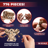 UGEARS V8 Engine Model Kit - Advanced 3D Wooden Puzzles for Adults - DIY Kits Gifts for Engineers - 3D Puzzle Model Engine Kit for Adults for Father's Day, Birthdays, Christmas - 776 Pcs UGEARS