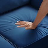 GOAWGO Modern Velvet Loveseat Sofa Couch Upholstered Love Seat Couches with Wooden Legs Comfy 2 Seat Small Couch for Living Room Bedroom Small Spaces, Navy GOAWGO