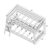 Max & Lily Low Bunk Bed, Scandinavian Modern Bunk Bed, Solid Wood Twin-Over-Twin Bed Frame for Kids, No Box Spring Needed, Black Max & Lily