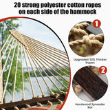 13FT Double Hammock With Spreader Bars - 600 lbs Capacity, Detachable Pillow, Heavy Duty Hanging Tree Design for Outside, Patio, Garden, Backyard, Beach, and Poolside OLALACOZY