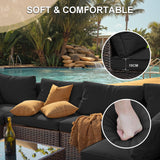 gaildon Patio Furniture Set, 5 PCS Outdoor Sectional Patio Furniture Set with 42" Fire Pit Table, Rattan Wicker Sofa Couch for Garden Backyard Deck Poolside, Black gaildon