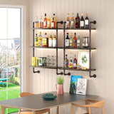 Helsin 3 Tier Industrial Pipe Shelf Rustic Wood Floating Shelves,Wall Display Bookshelf,Storage Rack Sundries Holder for Kitchen Office Bathroom Organization and Home Decor (24inch) Helsin