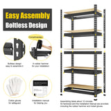 PrimeZone Storage Shelves, 27.5" W X 12" D X 59" H Adjustable Metal Heavy Duty Garage Shelving Unit, 5 Tier Industrial Standing Utility Rack Organizer for Warehouse, Pantry, Kitchen, Basement, Black PrimeZone