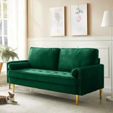 Hdxdkog Velvet Loveseat Sofa,Mid Century Modern Small Love Seats Furniture Comfy Couch for Living Room, Upholstered 2 Seater Sofa for Small Apartment (Green, 66.9 Inch) Hdxdkog