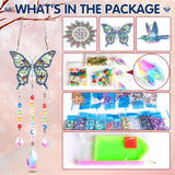 Funshot 3 Pcs DIY Diamond Painting, Small Hummingbird Suncatcher Diamond Art Kits for Adults, Butterfly Decor Diamond Art Kit, Hanging Ornaments Wind Chime Kit Funshot