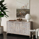 WILSHINE Sideboard Buffet Credenza with Cabinet, 60 Inch Sideboards Entryway Table with Storage for Kitchen Living Room, 4 Doors, Natural Wood Wash WILSHINE