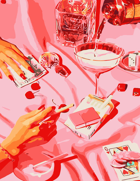 cupmod Retro Funny Drink Paint by Numbers Kits for Adults Beginner,DIY Easy Acrylic Watercolor Oil Painting Kits Canvas Without Frame,Adults Paint by Number Kits for Home Wall Decor 16x20inch cupmod