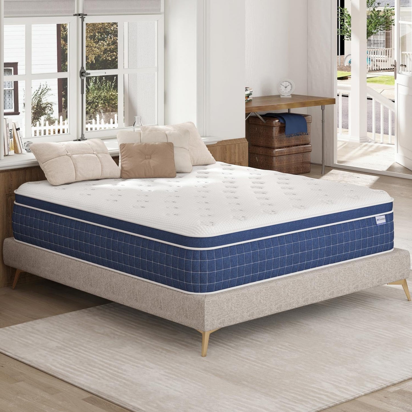 California King Mattress - Upgrade Strengthen - 12 Inch Firm Hybrid Cal King Mattress in a Box, Mattress King Size With Memory Foam and Independent Pocket Springs, Release Stress, Strong Edge Support