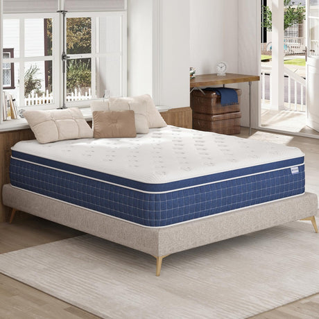 California King Mattress - Upgrade Strengthen - 12 Inch Firm Hybrid Cal King Mattress in a Box, Mattress King Size With Memory Foam and Independent Pocket Springs, Release Stress, Strong Edge Support EEN EEN SLEEP