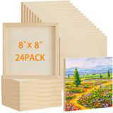 Barydat 24 Pcs Wood Panels for Painting 8'' x 8'' Unfinished Wood Canvas Board Artist Wall 0.79'' Deep Cradled Wood Canvas Panels for Painting Pouring Arts Craft Painting Barydat