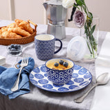 Selamica Ramekins with Lids, 8 oz Oven Safe Creme Brulee Ramekins with Covers, Souffle Dishes Pudding Custard Cups, Stackable Ceramic Small Ramekin Bowls Set for Baking, Dipping, Ice Cream, Set of 6, Vintage Blue Selamica