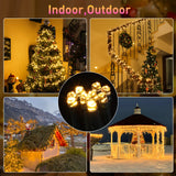 Quntis LED Christmas Cluster Lights, 760 LEDs 25FT Outdoor Waterproof Black Wire Christmas Firecrackers String Lights, 8 Modes Warm White Twinkle Fairy Lights Decor for Indoor Xmas Tree Wedding Party Quntis