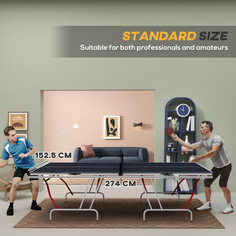 Soozier Full Size Ping Pong Table, Folds into Quarters, Portable Table Tennis Table with Net, Paddles, Balls, MDF, Charcoal Gray Soozier