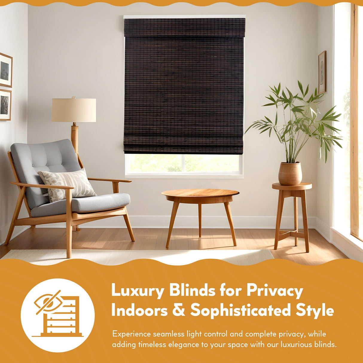 Radiance Cordless Bamboo Roman Shades for Windows - Flatweave Bamboo Blinds for Reduce Bright Light - Easy to Lift & Fold Up Window Shades - Espresso - 27 in. W x 48 in. L - (02208825E) Radiance