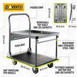 Heavy Duty Push Cart Dolly (700 lbs), Foldable Platform Hand Truck Made with High-Strength Steel, 2 Tier Design, Moving Flatbed Cart with Wheels for Warehouse, Garage, Workshop, Office Gioventù