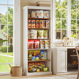 Vyre 70.8" Tall White Bookshelf, Farmhouse Modular Bookcase with 6-Tier Adjustable Shelves, Large Storage Cabinet for Home Office, Living Room, Set of 4 Vyre