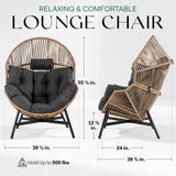 Bme Heavy Duty 500 Lbs Capacity Wicker Egg Chair for Outside & Indoor, UV 2000 Hours Material with Flame Retardant Tested Cushion, Durable Against Water, Weather, Brown Base Bme