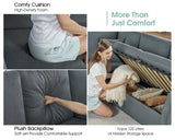 Jocisland Sofa Bed, 85 Inch Sleeper Sofa with Pull Out Bed & Storage Seat, Oversized L Shape Sectional Sofa for Living Room Apartment, Grey Linen Reversible Couch Jocisland