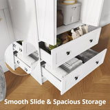 Maupvit Farmhouse Armoire with 2 Folding Sliding Barn Doors and Drawers 70.9" Tall Wooden Bedroom Wardrobe Closet with Spacious Storage Cabinet with Hanging Rod for Bedroom, White Maupvit