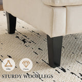 Bezseller Modern Accent Chair, Upholstered Reading Armchair with Wood Legs, Mid-Century Leisure Comfy Single Sofa Chair for Living Room, Bedroom, Home, Office, Beige Bezseller