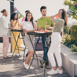 VINGLI 32" Plastic Folding Round Table Bar Height, HDPE Matrial with Gray Metal Finish, High Top Table for Outdoor Party, Cafes, Restaurants, Backyard, Dining Room, Wedding Event,1 Pack, Black VINGLI