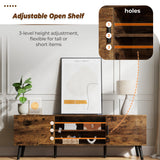 SUPERJARE TV Stand for 55 Inch TV, Entertainment Center with Adjustable Shelf, 2 Cabinets, TV Console Table, Media Console, Solid Wood Feet, Cord Holes, for Living Room, Bedroom, Rustic Brown SUPERJARE