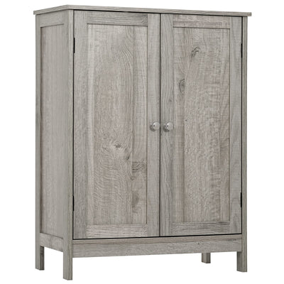 Iwell Storage Cabinet, Floor Storage Cabinet with 2 Adjustable Shelves & 2 Doors, Wooden Shoe Cabinet for Entryway, Office, Living Room, Gray