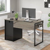 Bestier 48” Computer Desk with Drawers, Office Desk with Storage, Industrial Wood Writing Desk with File Drawer, Keyboard Tray & 2 Hooks for Home Office & Studio, Gray Bestier