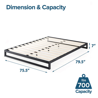 ZINUS Trisha Metal Platform Bed Frame with Wood Slat Support - No Box Spring Needed, Easy Assembly, King Size - WoodArtSupply