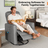 Welzona Power Swivel Rocker Recliner, 360° Swivel Nursery Rocking Chair, PU Leather Glider Rocking Recliner, Infinite Position Electric Chair for Adults with USB Port for Living Room, Dark Gray Welzona