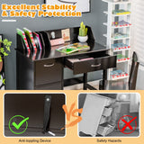HONEY JOY Kids Desk and Chair Set, Wooden Children School Study Table and Chair w/Drawer, Storage Shelf & Cabinets, Student Computer Workstation Writing Desk for Bedroom, 3-8 Years Old (Dark Brown) HONEY JOY