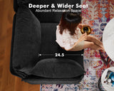 ABCASA 99" Modular Sofa Couch, Comfy 3-Seater Chenille Fabric Couch for Living Room, Office, Apart W/Deep Seat, High Backrest, Upholstered Couch W/Removable Cover, Black ABCASA